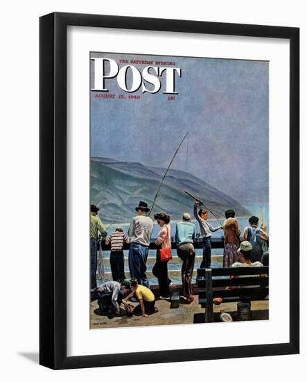 "Pier Fishing," Saturday Evening Post Cover, August 13, 1949-John Falter-Framed Giclee Print