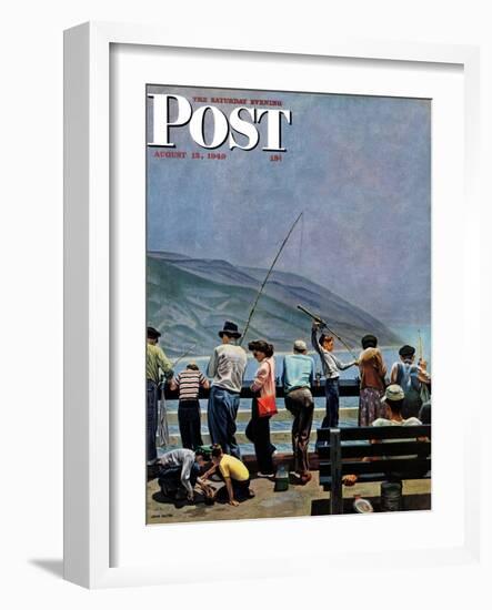 "Pier Fishing," Saturday Evening Post Cover, August 13, 1949-John Falter-Framed Giclee Print