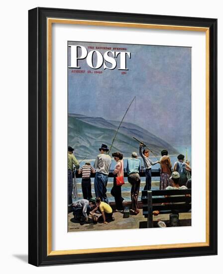 "Pier Fishing," Saturday Evening Post Cover, August 13, 1949-John Falter-Framed Giclee Print