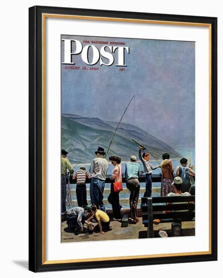 "Pier Fishing," Saturday Evening Post Cover, August 13, 1949-John Falter-Framed Giclee Print