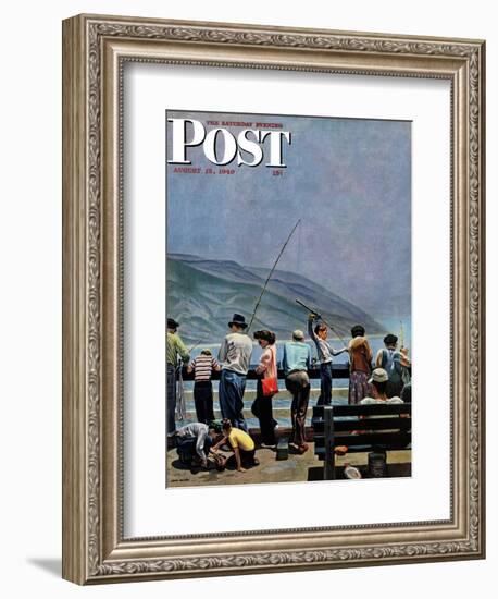 "Pier Fishing," Saturday Evening Post Cover, August 13, 1949-John Falter-Framed Giclee Print