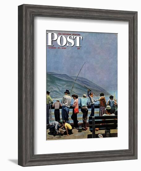 "Pier Fishing," Saturday Evening Post Cover, August 13, 1949-John Falter-Framed Giclee Print