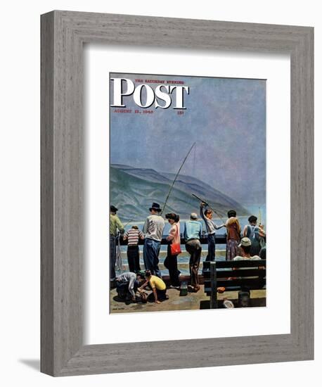 "Pier Fishing," Saturday Evening Post Cover, August 13, 1949-John Falter-Framed Giclee Print