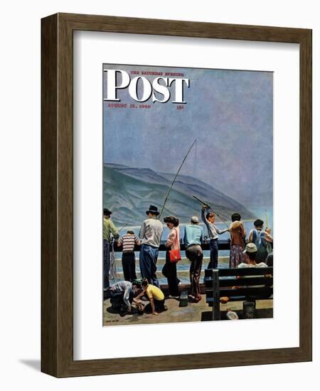 "Pier Fishing," Saturday Evening Post Cover, August 13, 1949-John Falter-Framed Giclee Print