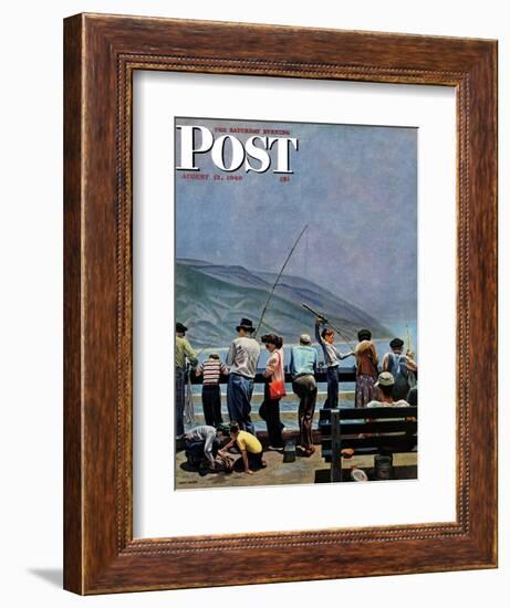 "Pier Fishing," Saturday Evening Post Cover, August 13, 1949-John Falter-Framed Giclee Print