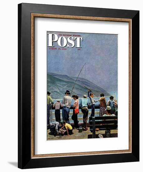 "Pier Fishing," Saturday Evening Post Cover, August 13, 1949-John Falter-Framed Giclee Print