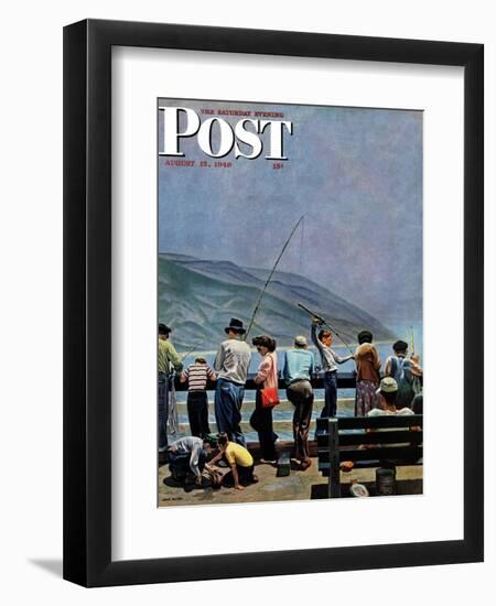 "Pier Fishing," Saturday Evening Post Cover, August 13, 1949-John Falter-Framed Giclee Print