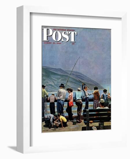 "Pier Fishing," Saturday Evening Post Cover, August 13, 1949-John Falter-Framed Giclee Print