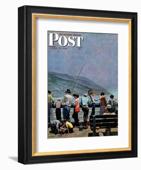 "Pier Fishing," Saturday Evening Post Cover, August 13, 1949-John Falter-Framed Giclee Print