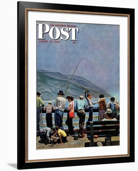 "Pier Fishing," Saturday Evening Post Cover, August 13, 1949-John Falter-Framed Giclee Print