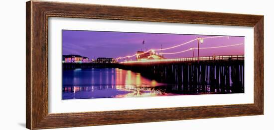 Pier Illuminated at Dusk, Stearns Wharf, Santa Barbara, California, USA-null-Framed Photographic Print