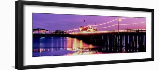 Pier Illuminated at Dusk, Stearns Wharf, Santa Barbara, California, USA-null-Framed Photographic Print