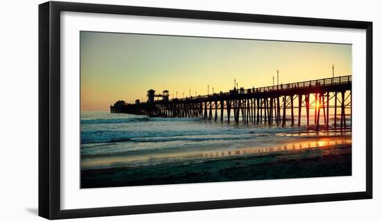 Pier in the Ocean at Sunset, Oceanside, San Diego County, California, USA-null-Framed Photographic Print