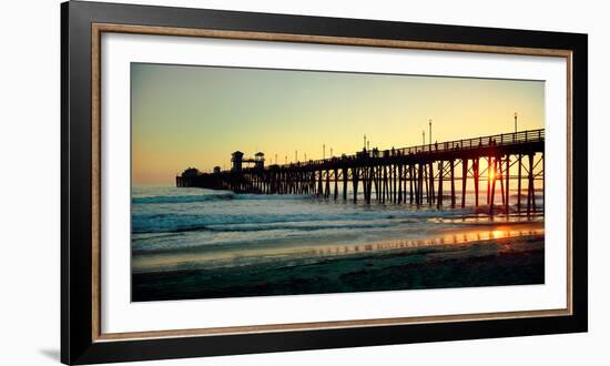 Pier in the Ocean at Sunset, Oceanside, San Diego County, California, USA-null-Framed Photographic Print