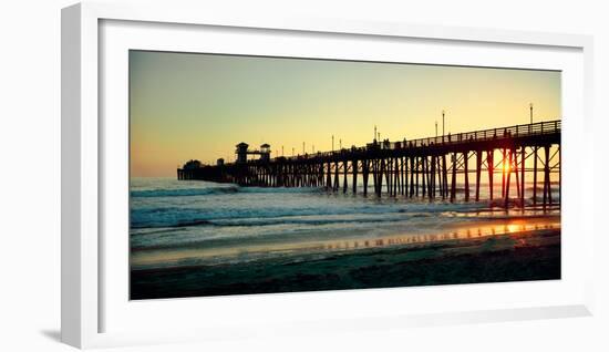 Pier in the Ocean at Sunset, Oceanside, San Diego County, California, USA-null-Framed Photographic Print