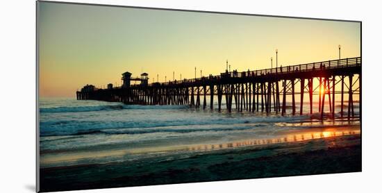 Pier in the Ocean at Sunset, Oceanside, San Diego County, California, USA-null-Mounted Photographic Print