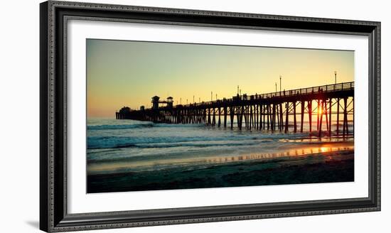 Pier in the Ocean at Sunset, Oceanside, San Diego County, California, USA-null-Framed Photographic Print