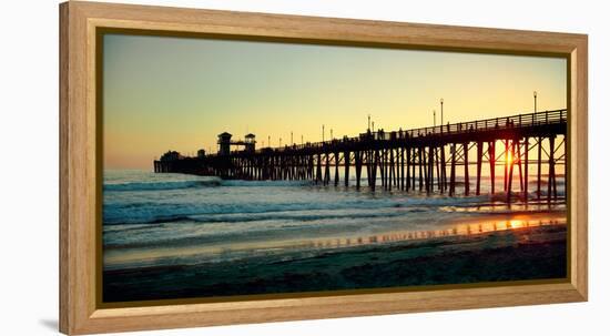 Pier in the Ocean at Sunset, Oceanside, San Diego County, California, USA-null-Framed Premier Image Canvas