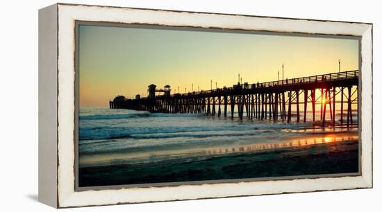 Pier in the Ocean at Sunset, Oceanside, San Diego County, California, USA-null-Framed Premier Image Canvas