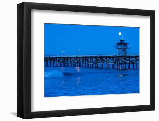 Pier in the Pacific Ocean at night, San Clemente Pier, San Clemente, California, USA-null-Framed Photographic Print