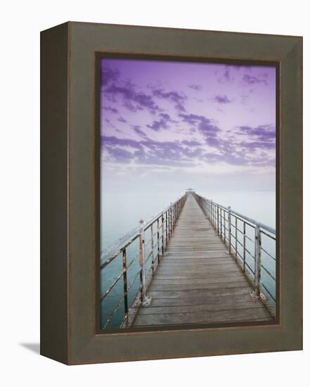 Pier Jutting Out into the Persian Gulf-Walter Bibikow-Framed Premier Image Canvas