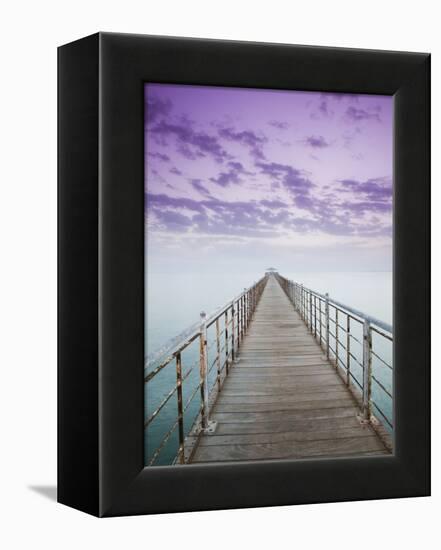 Pier Jutting Out into the Persian Gulf-Walter Bibikow-Framed Premier Image Canvas