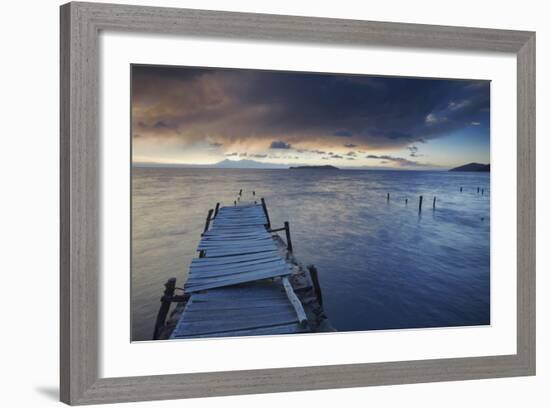 Pier on Isla del Sol (Island of the Sun) at Dawn, Lake Titicaca, Bolivia, South America-Ian Trower-Framed Photographic Print