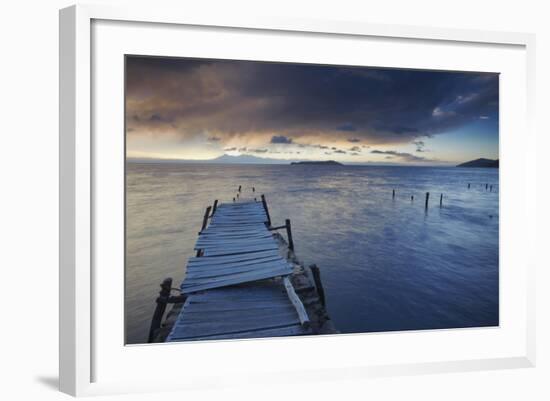 Pier on Isla del Sol (Island of the Sun) at Dawn, Lake Titicaca, Bolivia, South America-Ian Trower-Framed Photographic Print