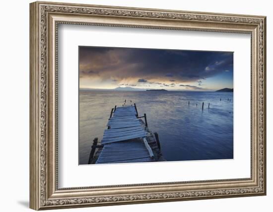 Pier on Isla del Sol (Island of the Sun) at Dawn, Lake Titicaca, Bolivia, South America-Ian Trower-Framed Photographic Print