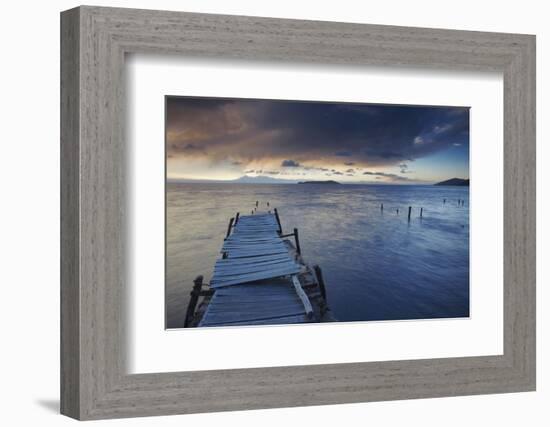 Pier on Isla del Sol (Island of the Sun) at Dawn, Lake Titicaca, Bolivia, South America-Ian Trower-Framed Photographic Print