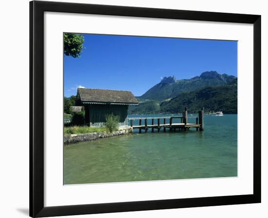 Pier on Lake, Duingt, Lake Annecy, Rhone Alpes, France, Europe-Stuart Black-Framed Photographic Print