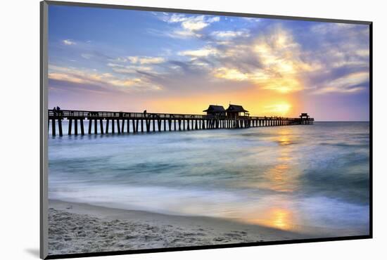 Pier on the Beach of Naples on the Gulf Coast, Florida, USA-null-Mounted Art Print