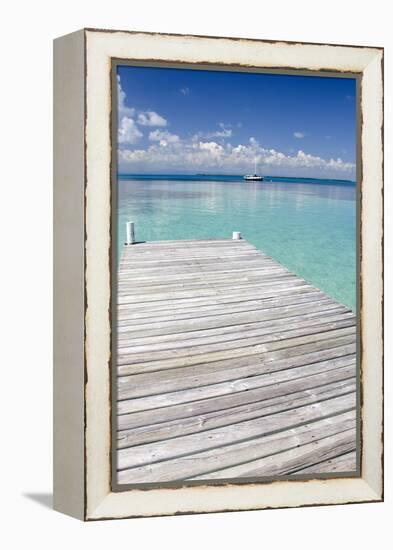 Pier over Clear Waters, Southwater Cay, Stann Creek, Belize-Cindy Miller Hopkins-Framed Premier Image Canvas