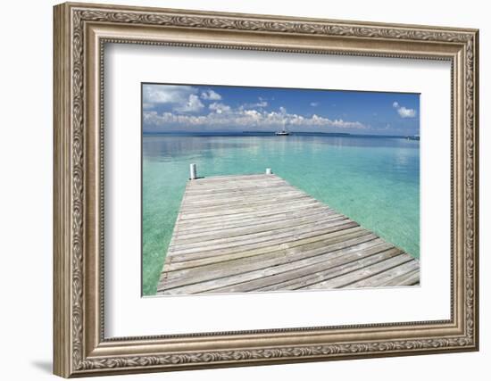 Pier over Clear Waters, Southwater Cay, Stann Creek, Belize-Cindy Miller Hopkins-Framed Photographic Print