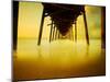 Pier over Golden Sand and Water-Jan Lakey-Mounted Photographic Print