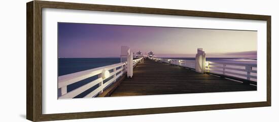 Pier over sea at sunset, Malibu Pier, Malibu, California, USA-Panoramic Images-Framed Photographic Print