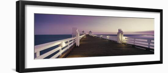 Pier over sea at sunset, Malibu Pier, Malibu, California, USA-Panoramic Images-Framed Photographic Print