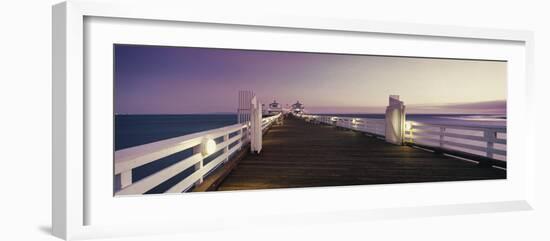 Pier over sea at sunset, Malibu Pier, Malibu, California, USA-Panoramic Images-Framed Photographic Print
