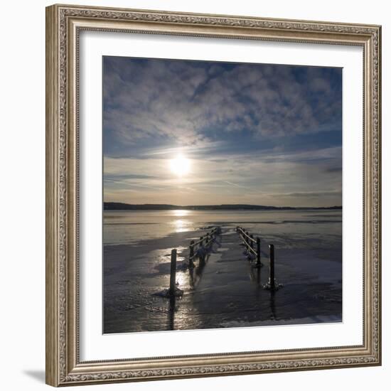 Pier under Water in Winter-Wisslaren-Framed Photographic Print