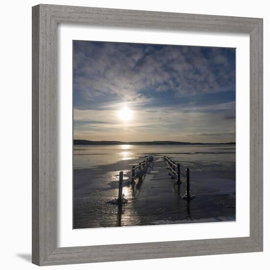 Pier under Water in Winter-Wisslaren-Framed Photographic Print