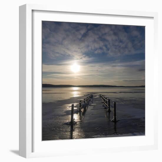 Pier under Water in Winter-Wisslaren-Framed Photographic Print