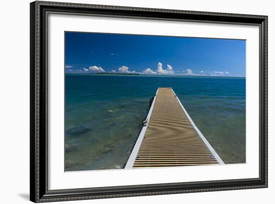 Pier with Cocos Island in the Background, Guam, Us Territory, Central Pacific-Michael Runkel-Framed Photographic Print