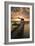 Pier with Palapa on Caribbean Sea at Sunrise, Caye Caulker Pier, Belize-null-Framed Photographic Print