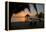 Pier with Palapa on Caribbean Sea at Sunrise, Maya Beach, Stann Creek District, Belize-null-Framed Stretched Canvas