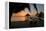 Pier with Palapa on Caribbean Sea at Sunrise, Maya Beach, Stann Creek District, Belize-null-Framed Stretched Canvas