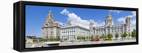 Pierhead Three Graces Buildings, Liverpool Waterfront, UNESCO Site, Liverpool, England, UK-Neale Clark-Framed Premier Image Canvas