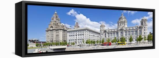 Pierhead Three Graces Buildings, Liverpool Waterfront, UNESCO Site, Liverpool, England, UK-Neale Clark-Framed Premier Image Canvas