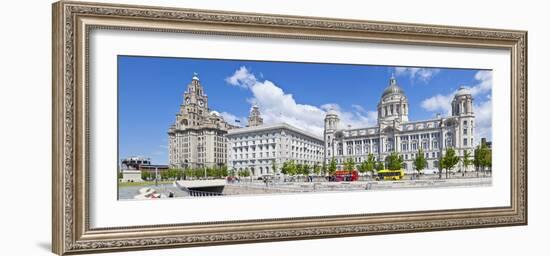 Pierhead Three Graces Buildings, Liverpool Waterfront, UNESCO Site, Liverpool, England, UK-Neale Clark-Framed Photographic Print