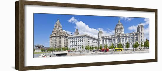 Pierhead Three Graces Buildings, Liverpool Waterfront, UNESCO Site, Liverpool, England, UK-Neale Clark-Framed Photographic Print