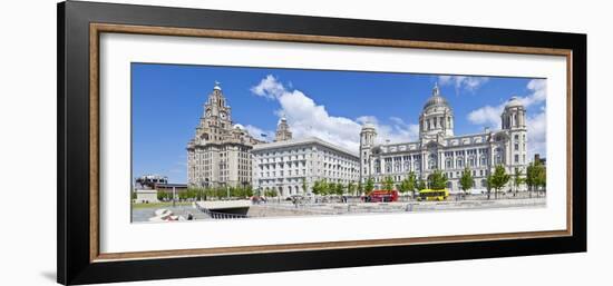 Pierhead Three Graces Buildings, Liverpool Waterfront, UNESCO Site, Liverpool, England, UK-Neale Clark-Framed Photographic Print